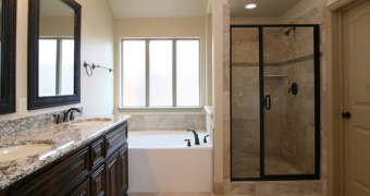 Interior of a model bathroom available at woodcreek