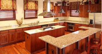 Woodcreek event kitchen with granite counter tops