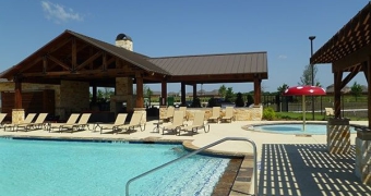 Woodcreek Lakeside Amenity Pool entrance, pavilion and kids pool